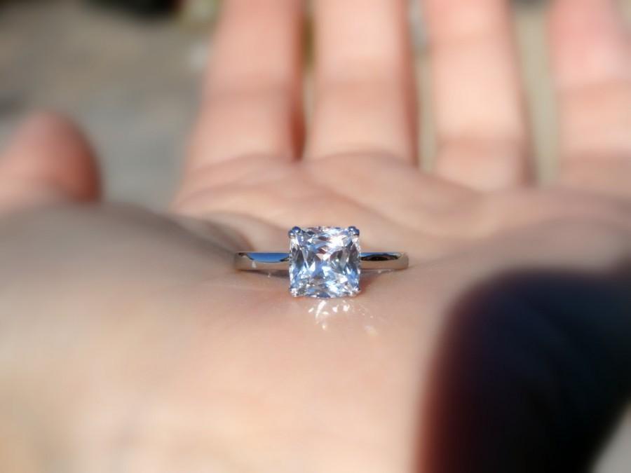 Mariage - White Sapphire Engagement Ring, 2.50ct, 14kt, Sapphire Ring, Wedding Ring, Custom Order Listing