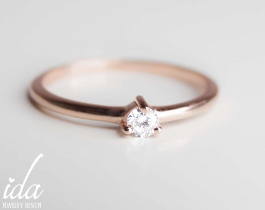 Mariage - 14K Rose Gold Engagement Ring - Round Cut Solitaire Diamond Engagement Ring - Promise Ring For Her - Engagement Rings For Women - Rings