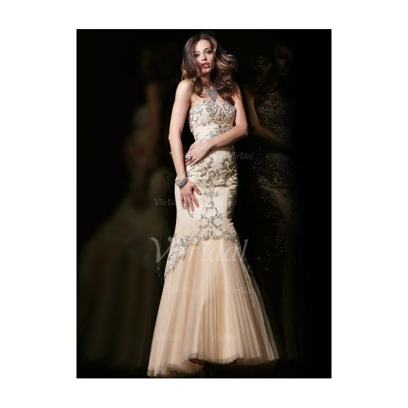 Wedding - Trumpet/Mermaid Sweetheart Sweep Train Satin Tulle Prom Dress With Embroidered Lace Beading - Beautiful Special Occasion Dress Store