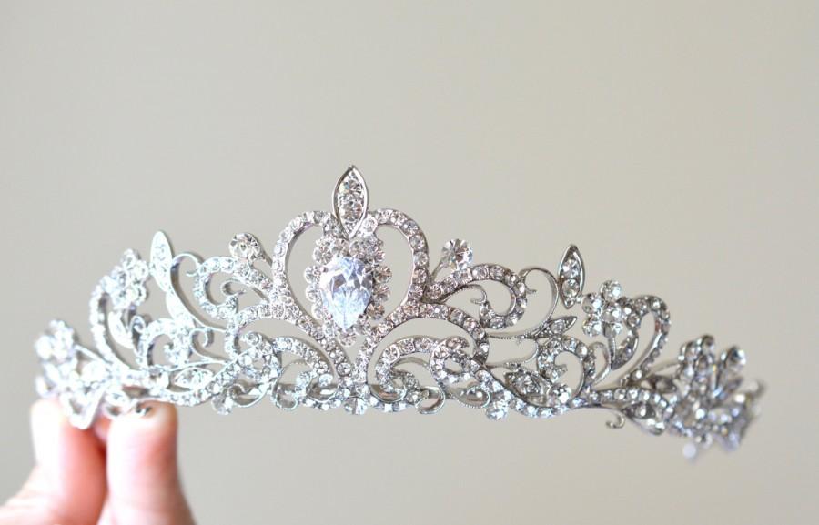 زفاف - Princess Wedding Tiara, Luxury Bridal Tiara, Crystal Wedding Tiara, Princess Crown, Wedding Flower Tiara,Ref ANNA
