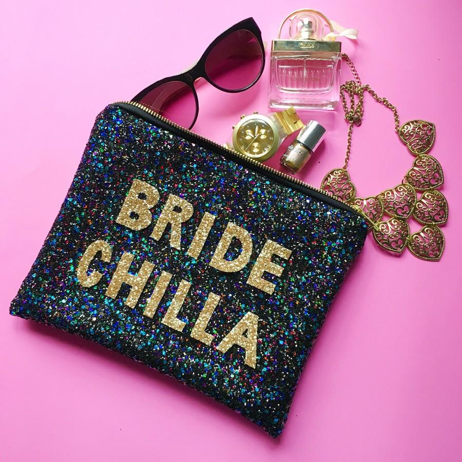 Свадьба - Bride Chilla Sparkly wedding clutch, hen party clutch, bridal clutch, gift for bride, bridal purse, party clutch
