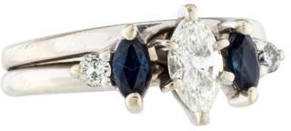 زفاف - 14K Diamond & Sapphire Ring