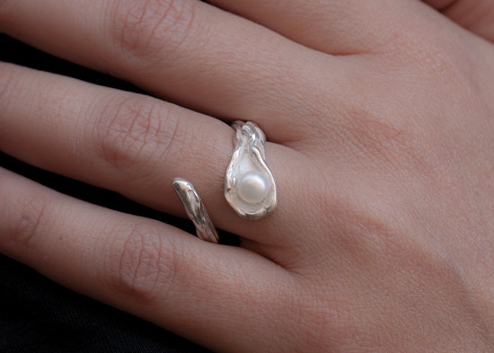 Свадьба - Adjustable sterling silver pearl ring, engagement ring with pearl, June birthstone ring, pearl promise rings
