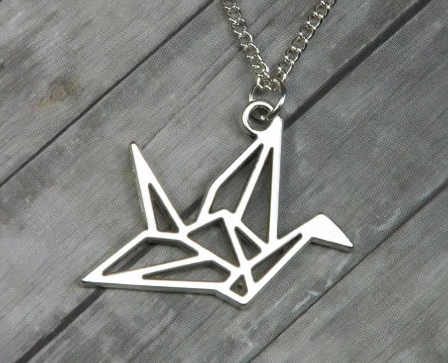 Hochzeit - Origami Crane Necklace - Origami Necklace - Bridesmaid gift - Valentines Day - Gifts for Her - Origami - Crane - Bird Necklace - Wedding