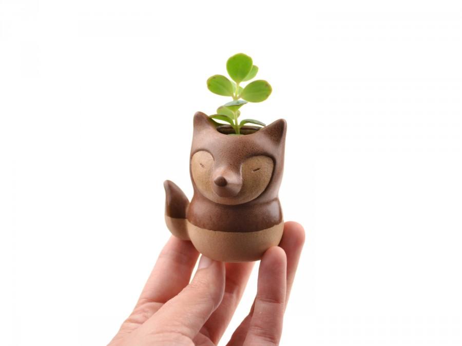 Свадьба - Tiny fox planter - animal planter, ceramic planter - made in Brazil