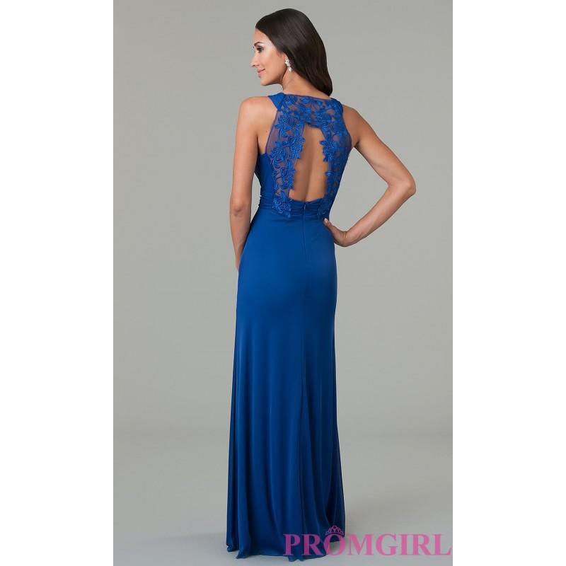Свадьба - Floor Length Sleeveless Dress with Lace Embellished Back - Brand Prom Dresses