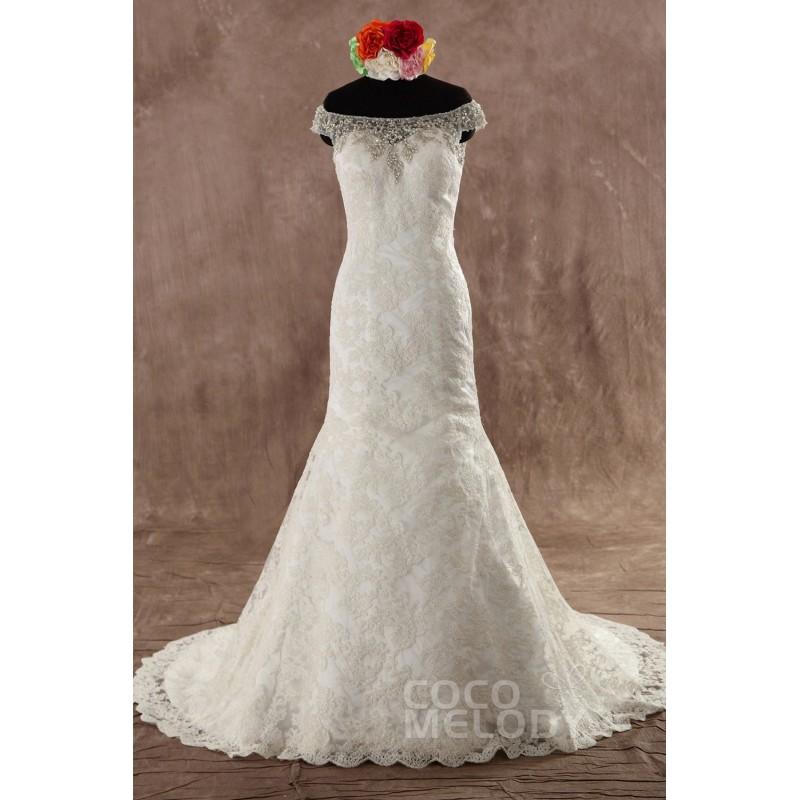 Hochzeit - Charming Trumpet-Mermaid Off the shoulder Train Lace Wedding Dress with Crystal - Top Designer Wedding Online-Shop