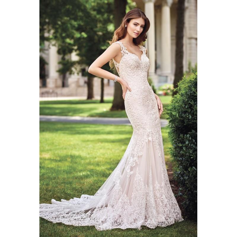 زفاف - Style 117273 by David Tutera for Mon Cheri - Ivory  White  Blush Lace  Tulle Floor Straps  V-Neck Wedding Dresses - Bridesmaid Dress Online Shop