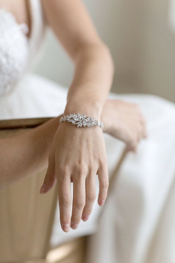زفاف - Wedding Bracelet, Cubic Zirconia Bracelet, Bridal Bracelet