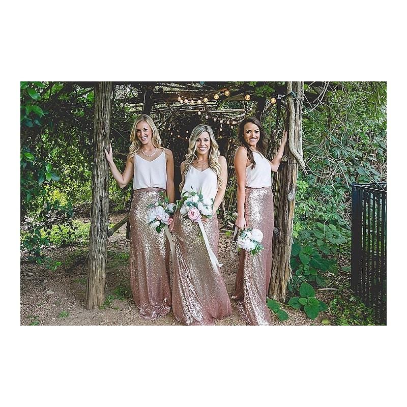 Wedding - Beautiful Skirt -  Bridesmaid Separates Evening Attire Prom Special Occasion Womens Sequin (shown in blush) - Hand-made Beautiful Dresses
