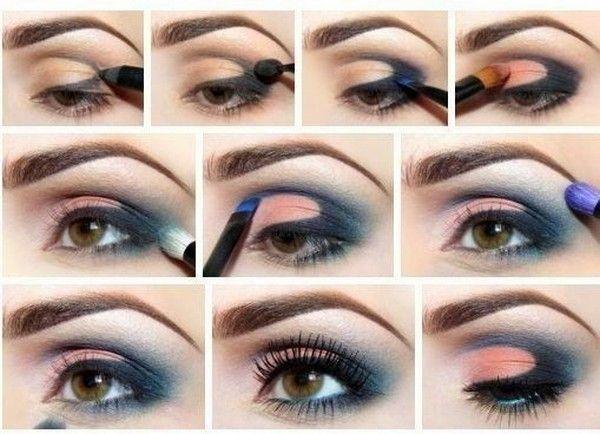 Hochzeit - Blue And Peach Eye Makeup Tutorial