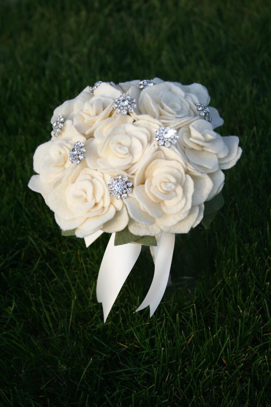 Свадьба - felt rose wedding bouquet rustic wedding garden wedding