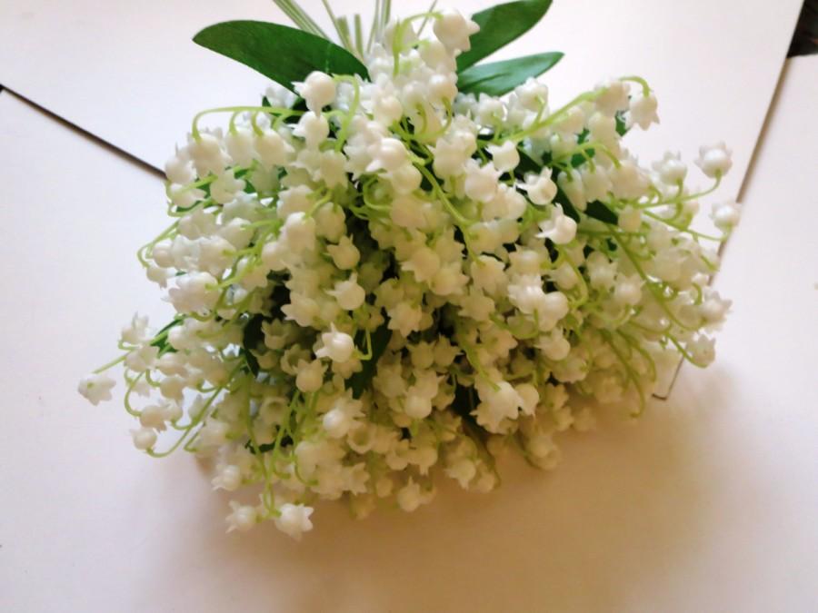 زفاف - Lily of the Valley Wedding Bouquet, Groom , Groomsman-Wedding White Flowers Boutonniere