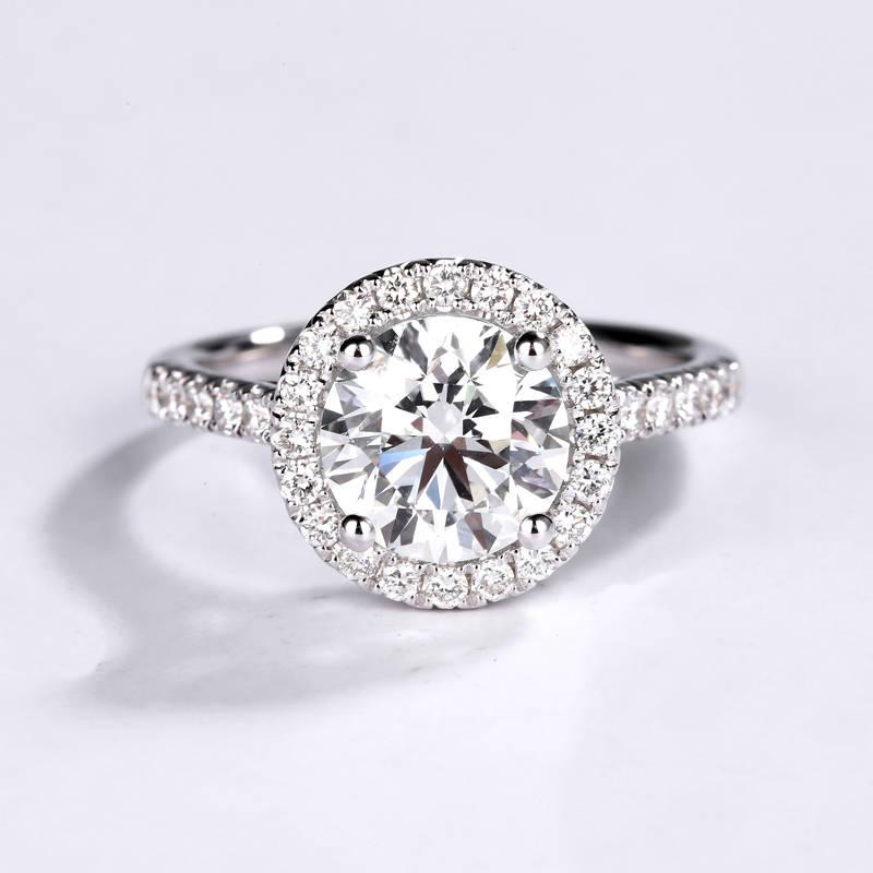 زفاف - 1.25ct Forever one  Moissanite Engagement ring White gold Art deco Diamond wedding band Gemstone Promise Bridal Ring Halo Anniversary gift