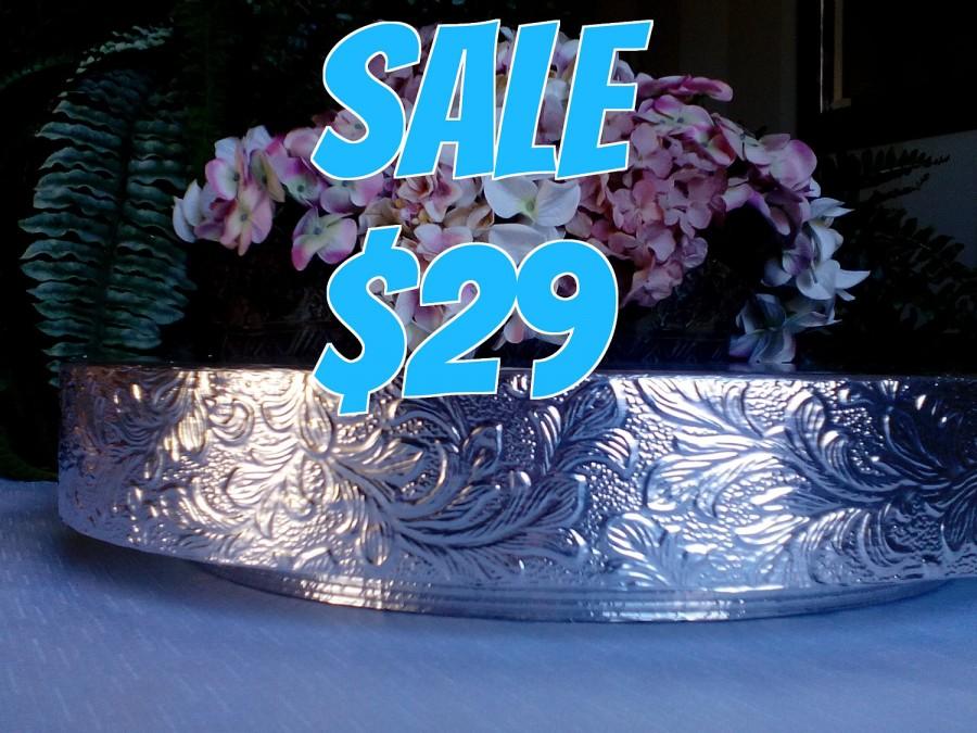 Hochzeit - SALE Wedding Cake Stand,  18 inch,  "Floral Leaf"