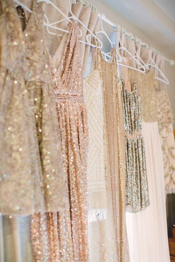 Свадьба - Gold Sparkly Bridesmaids Dresses