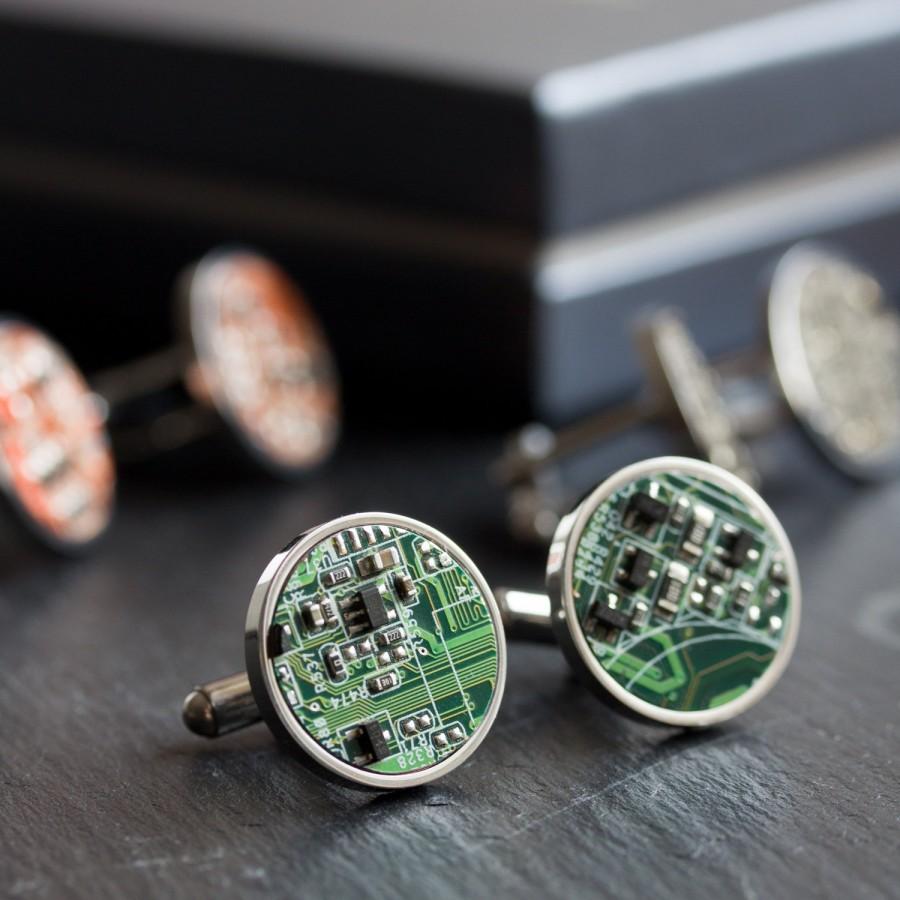 Свадьба - Unique  cufflinks, Circuit board Cufflinks, stainless steel, cufflinks for computer geeks, gift for him, gift for husband, Groomsmen suit