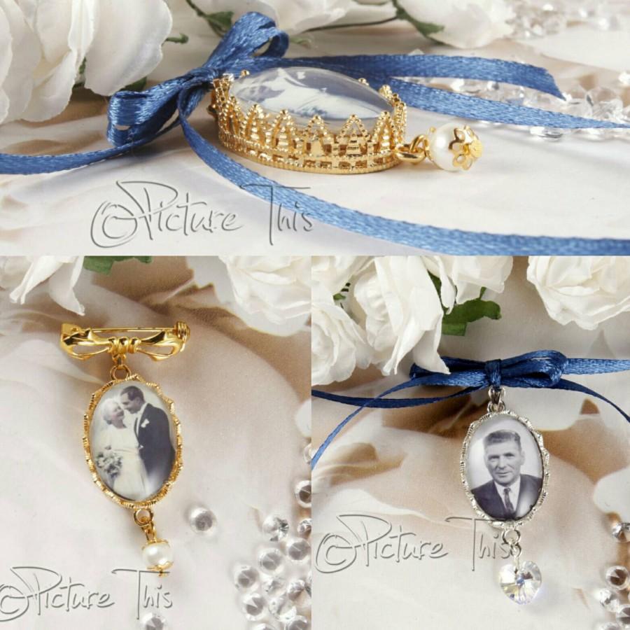 Mariage - Bridal Bouquet Photo Charm, Custom Photo charm, Silver Photo Charm, Gold Bouquet Charm, Bouquet Brooch, Memorial Photo Charm, Wedding Charm.