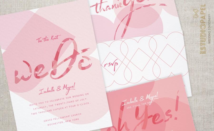Mariage - Printable Wedding Set - We Do - Wedding Invitation Kit - Wedding Stationery Download - Wedding Hearts