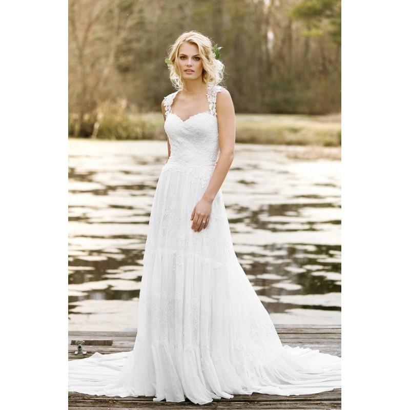 زفاف - Style 6447 by Lillian West - Chapel Length ChiffonLace A-line Sleeveless Floor length Sweetheart Dress - 2017 Unique Wedding Shop