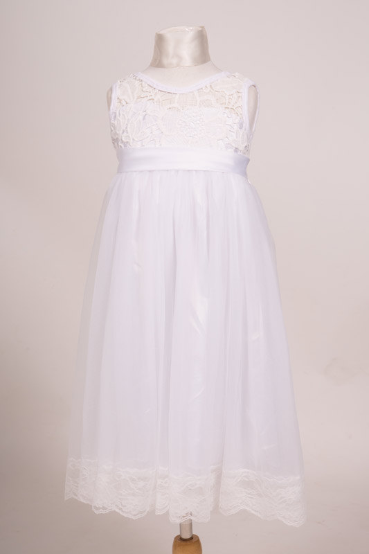 Wedding - SALE Ivory lace bodice with soft flowy tulle Flowergirl dress long length sash colour customised