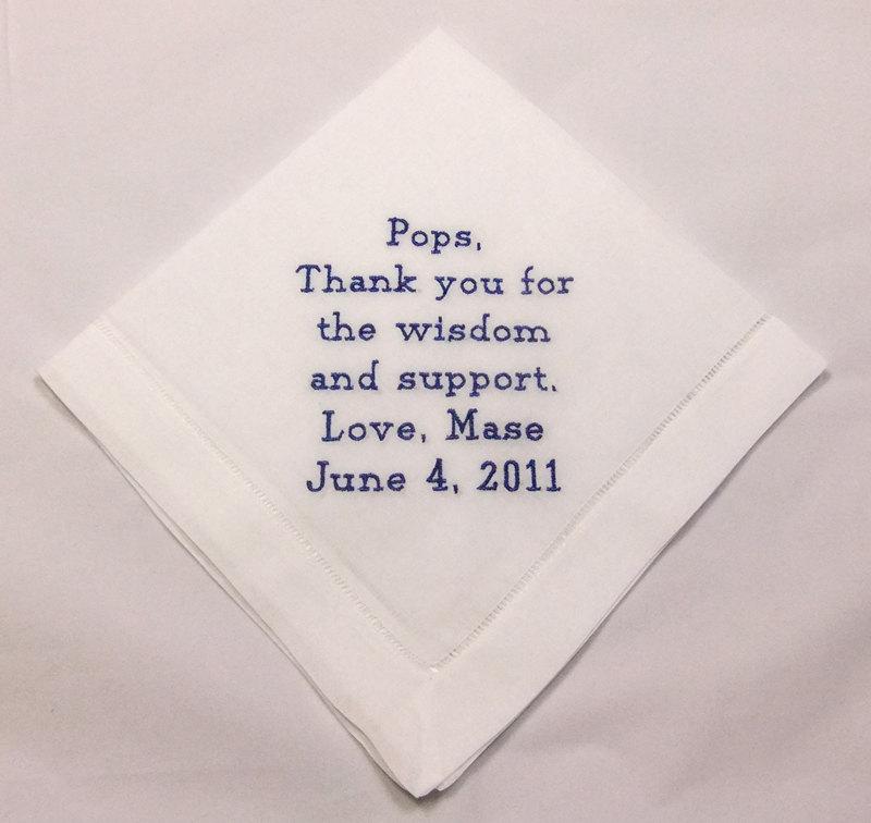 زفاف - Cotton Handkerchief Embroidered Personalized Pocket Square Wedding Handkerchief Mans Hanky Custom Made Hankerchief Product No. HM403
