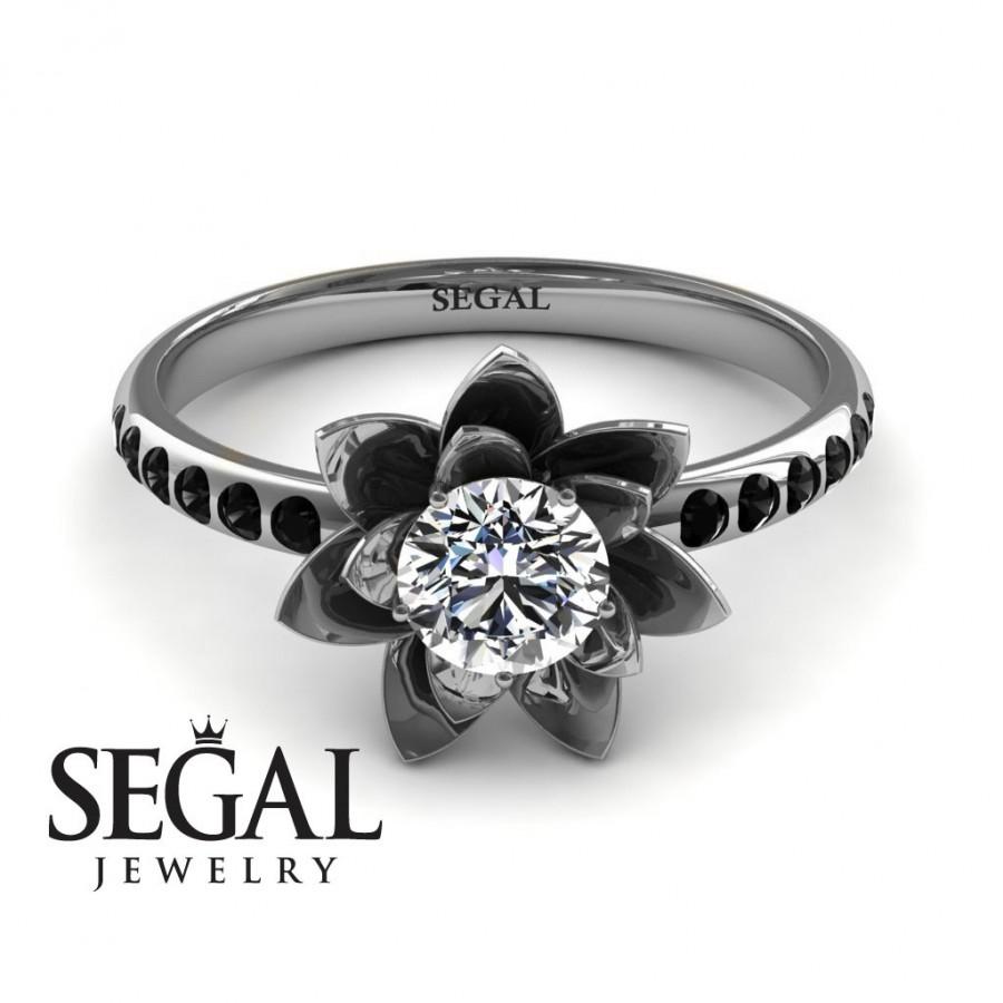 زفاف - Unique Engagement Ring White Gold Diamond ring Lotus Engagement Ring Rose Ring Unique Engagement Ring - Lotus