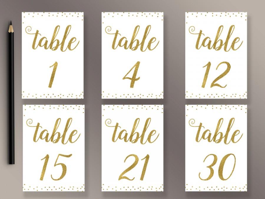 Wedding - Wedding Table Numbers 1-30 Printable, Gold confetti  Table Numbers, Gold Wedding Décor, Reception table numbers gold 5x7, Wedding Printables