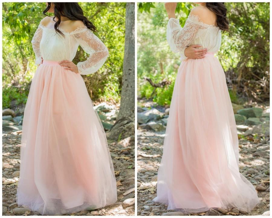 Свадьба - Ready to ship - Blush Pink Skirt - Full Length, Floor length Tulle Skirt, Extra Full Skirt- Bridesmaid dress, Engagement Dress