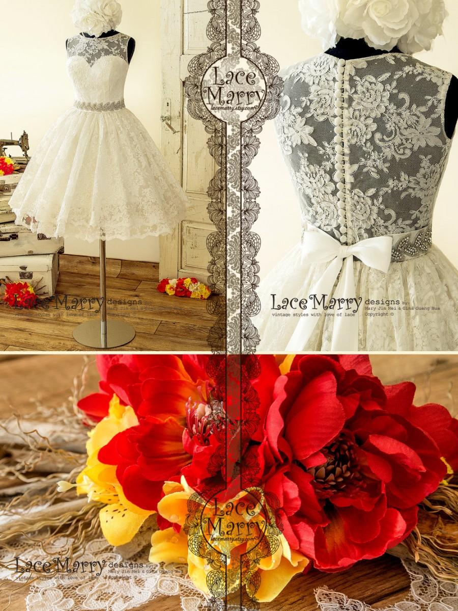 Mariage - Pin-Up Lace Wedding Dress Inspired by 50's with Puffy A Line Skirt 