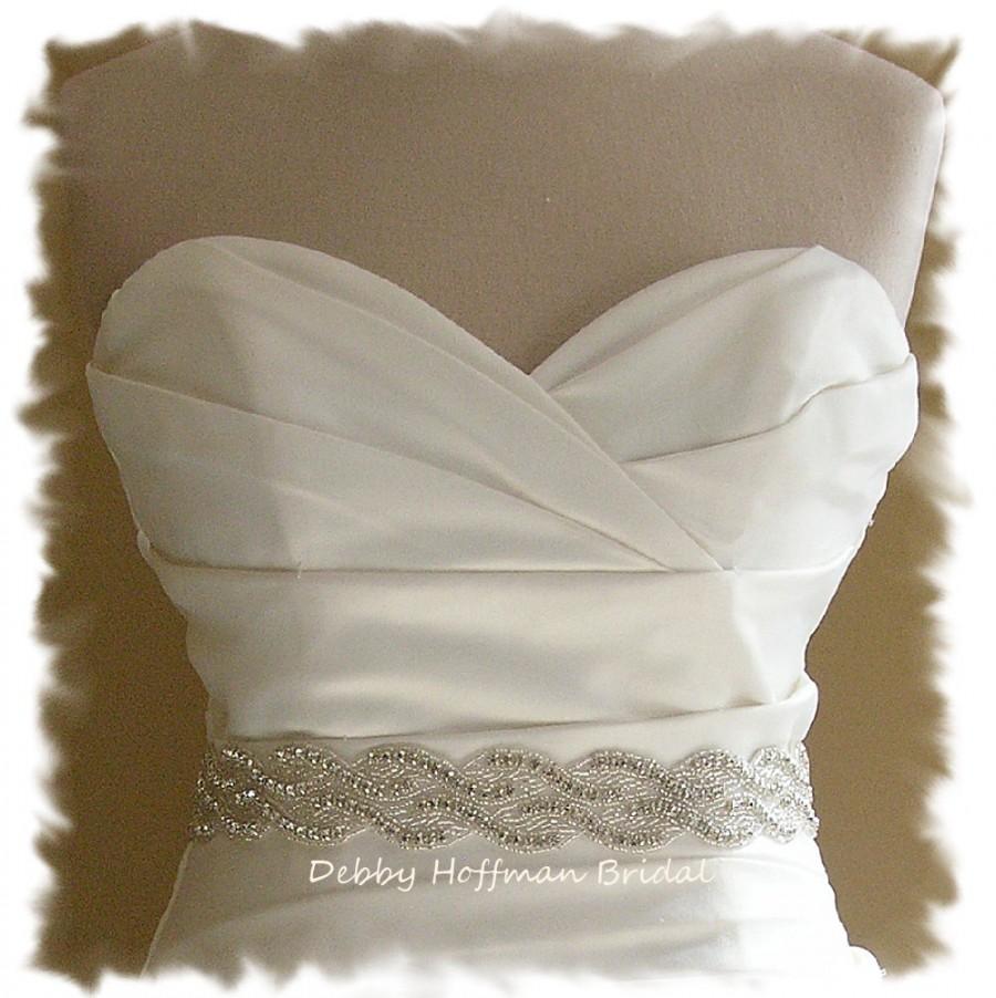 Свадьба - Rhinestone Bridal Belt, 30 inch Beaded Crystal Wedding Dress Sash, Wide Silver Wedding Belt, Jeweled Bridal Gown Belt Sash, No. 1121S2-30