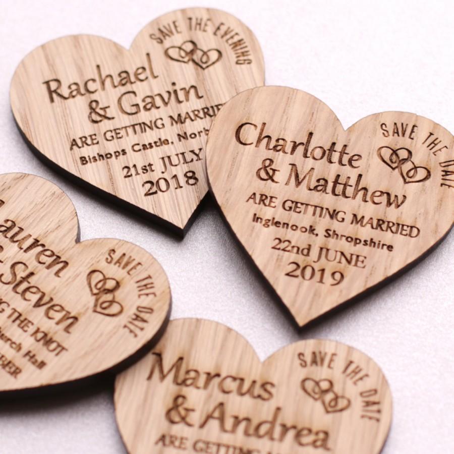 Mariage - Save The Date Magnet, Rustic Heart Wooden Wedding Magnet, Rustic Save the Date Personalised Wedding Invite, Custom Wedding Magnet