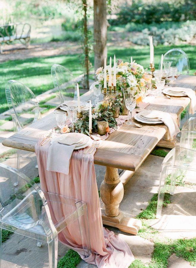 Свадьба - Farm Table Flowy Chiffon Table Runner  We do CUSTOM Sizes! Rustic Decor, Vintage Decor, Romantic Wedding Decor Table Runner