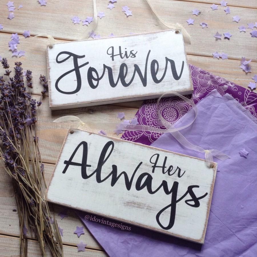 زفاف - Her always , his forever chair signs mr and mrs wood sign , chair signs , wedding signs , wedding decor