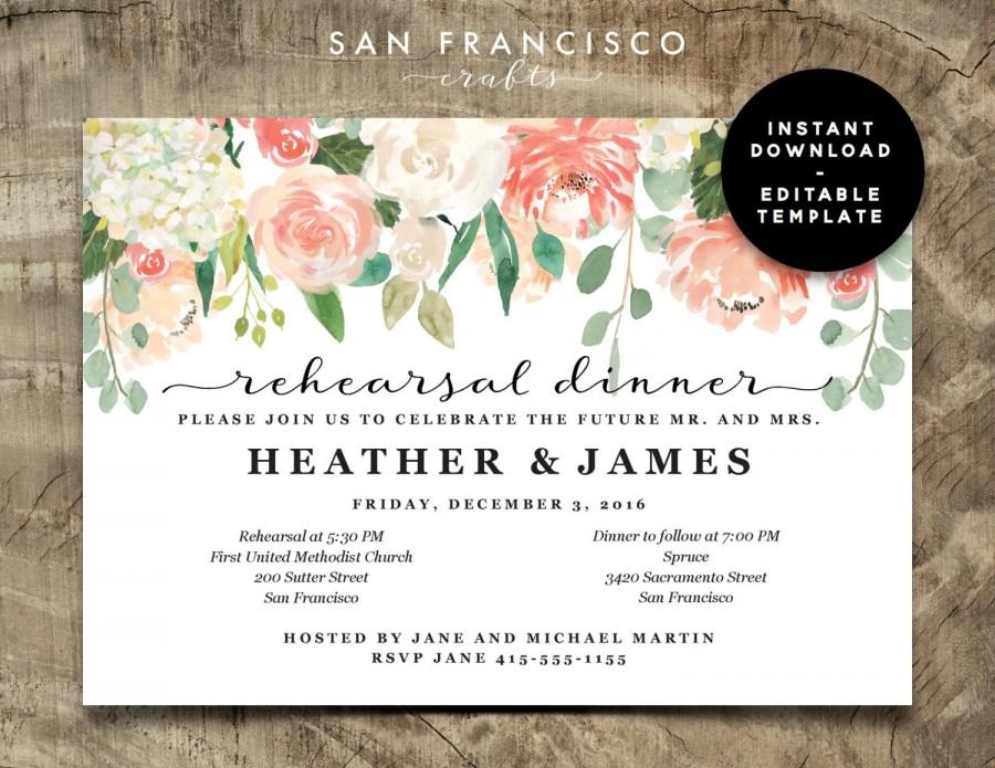 Mariage - Rehearsal Dinner Invitation INSTANT DOWNLOAD 