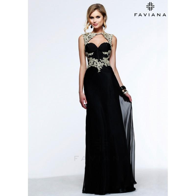 Hochzeit - Faviana S7535 Chiffon Lace Trim Corset Gown - 2017 Spring Trends Dresses