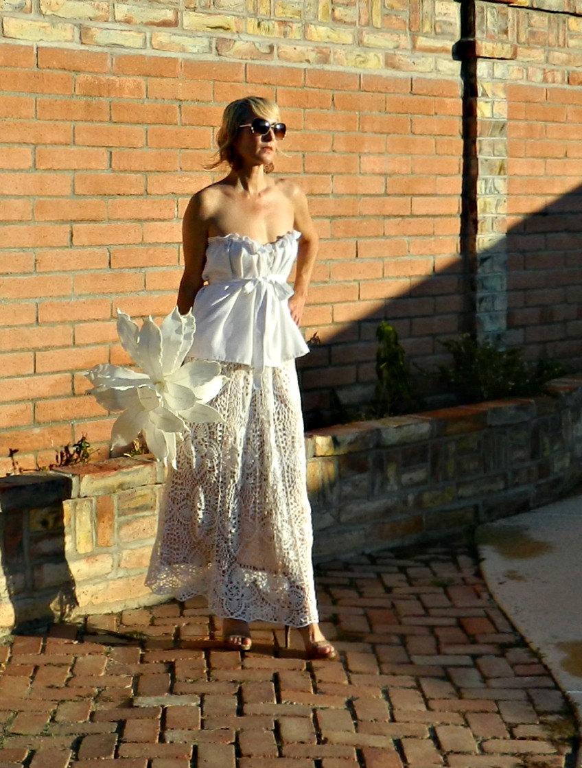 زفاف - Wedding Separates-Two Piece Wedding Dress-Lace Wedding Skirt-Bridal Skirt-Hand Crochet Lace Couture Pineapple Maxi-Bride Chic