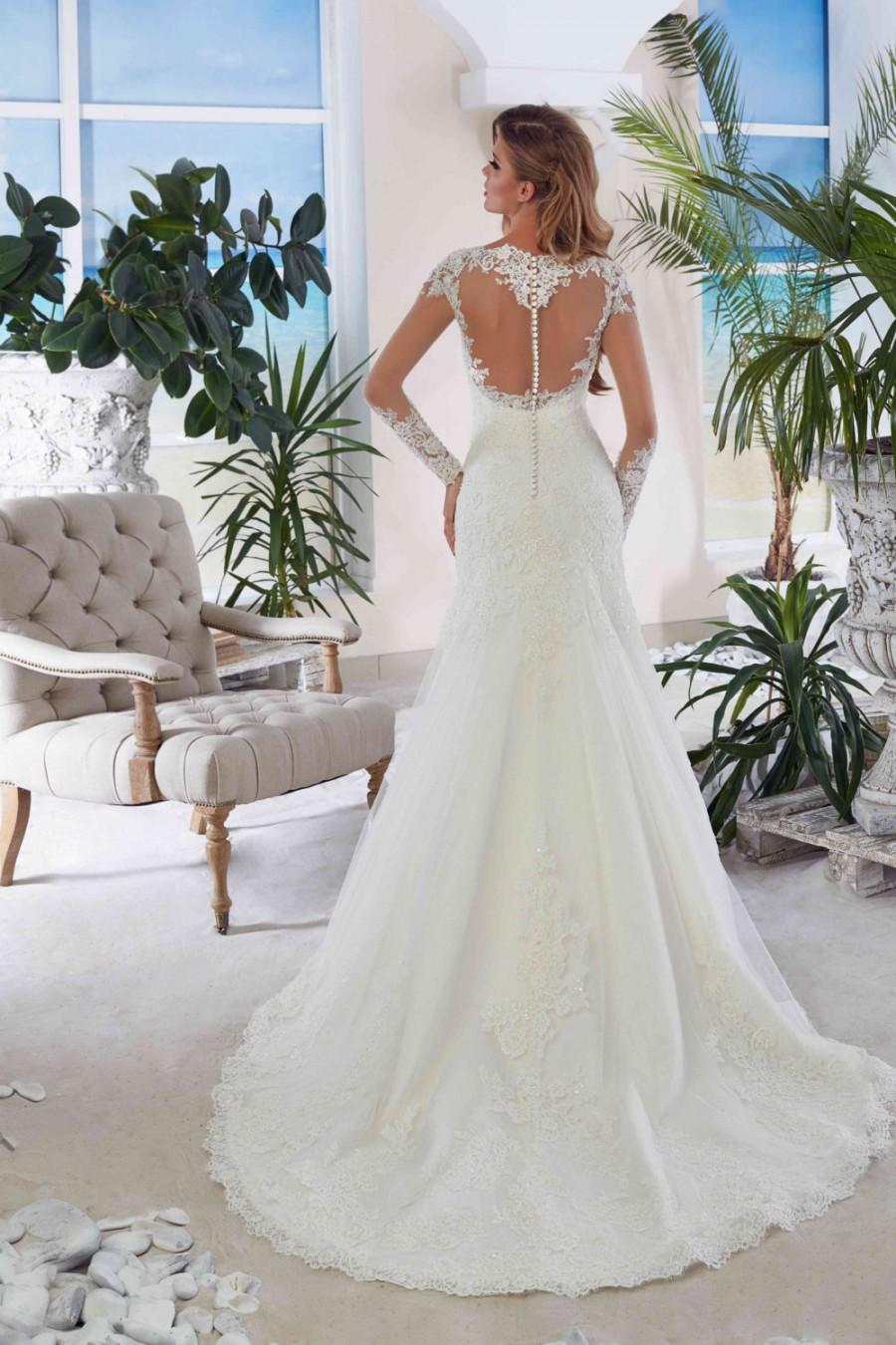 Wedding - Bridal Lace Wedding Dress - Adina Wedding Stunning Lace Dress - Long Wedding Dress with Train - Cathedral  Elegant Wedding Dress