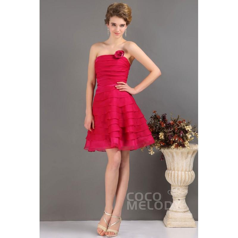 زفاف - Sweet A-Line Strapless Short-Mini Chiffon Lace Up-Corset Party Dress with Flower COLB13010 - Top Designer Wedding Online-Shop