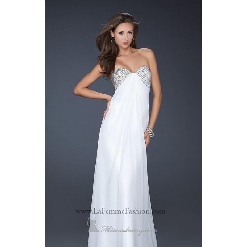 Mariage - White Chiffon evening gown by La Femme - Color Your Classy Wardrobe