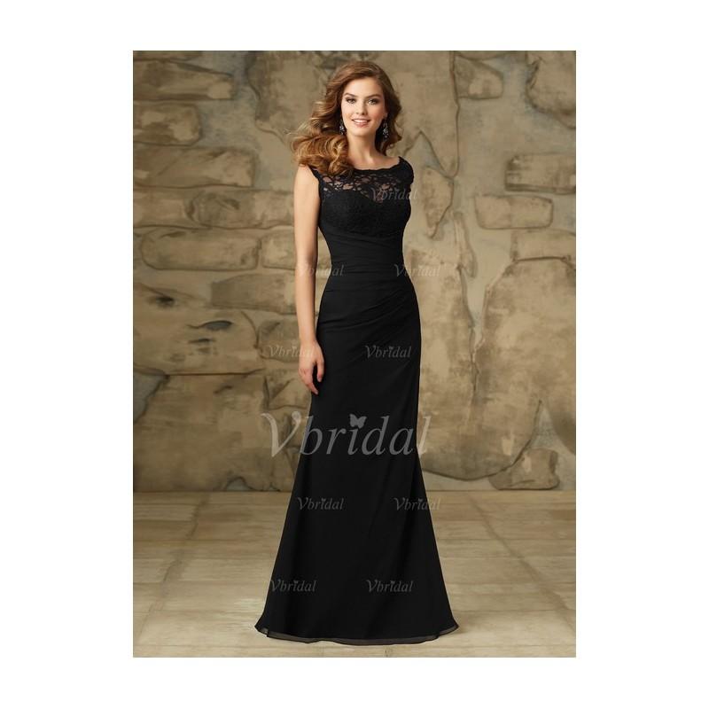 زفاف - Trumpet/Mermaid Scoop Neck Floor-Length Chiffon Bridesmaid Dress With Ruffle Lace - Beautiful Special Occasion Dress Store