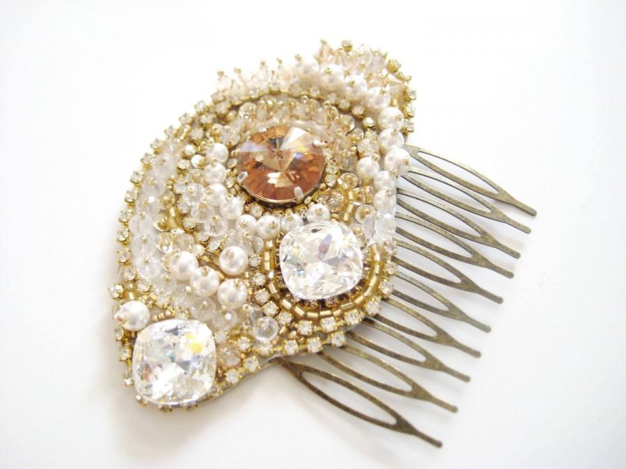 Mariage - Couture Gold and Pearl Bridal Hair Comb
