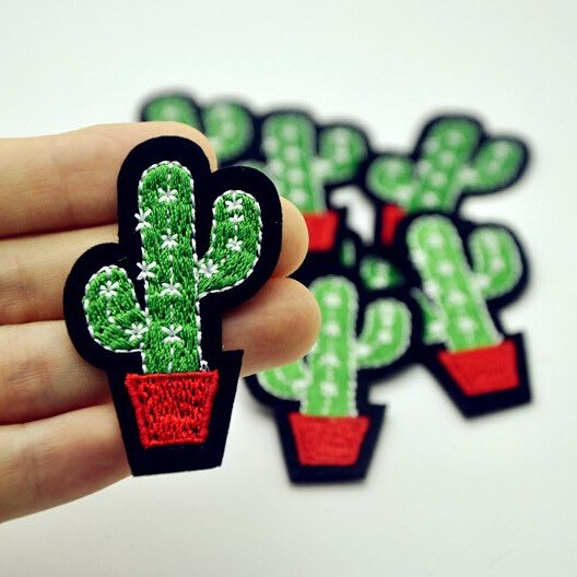 زفاف - Cactus Patch Cactus Iron on patches  cactus botanical embroidered patch cactus applique badge patch fashion patches iron on