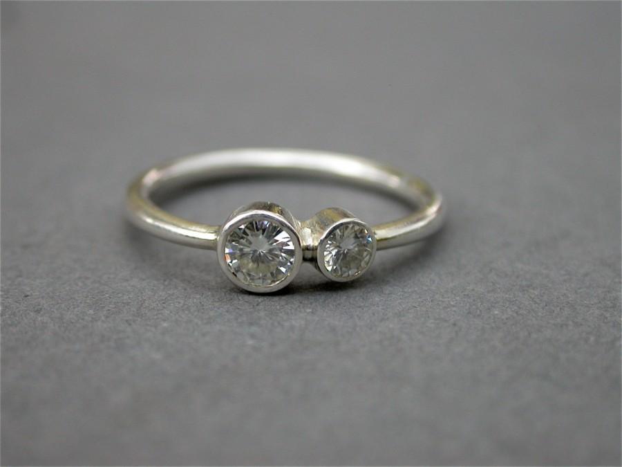 Mariage - modern silver polished shiny sparkle moissanite engagement ring cocktail diamond alternative engagement wedding ring jaime jo fisher