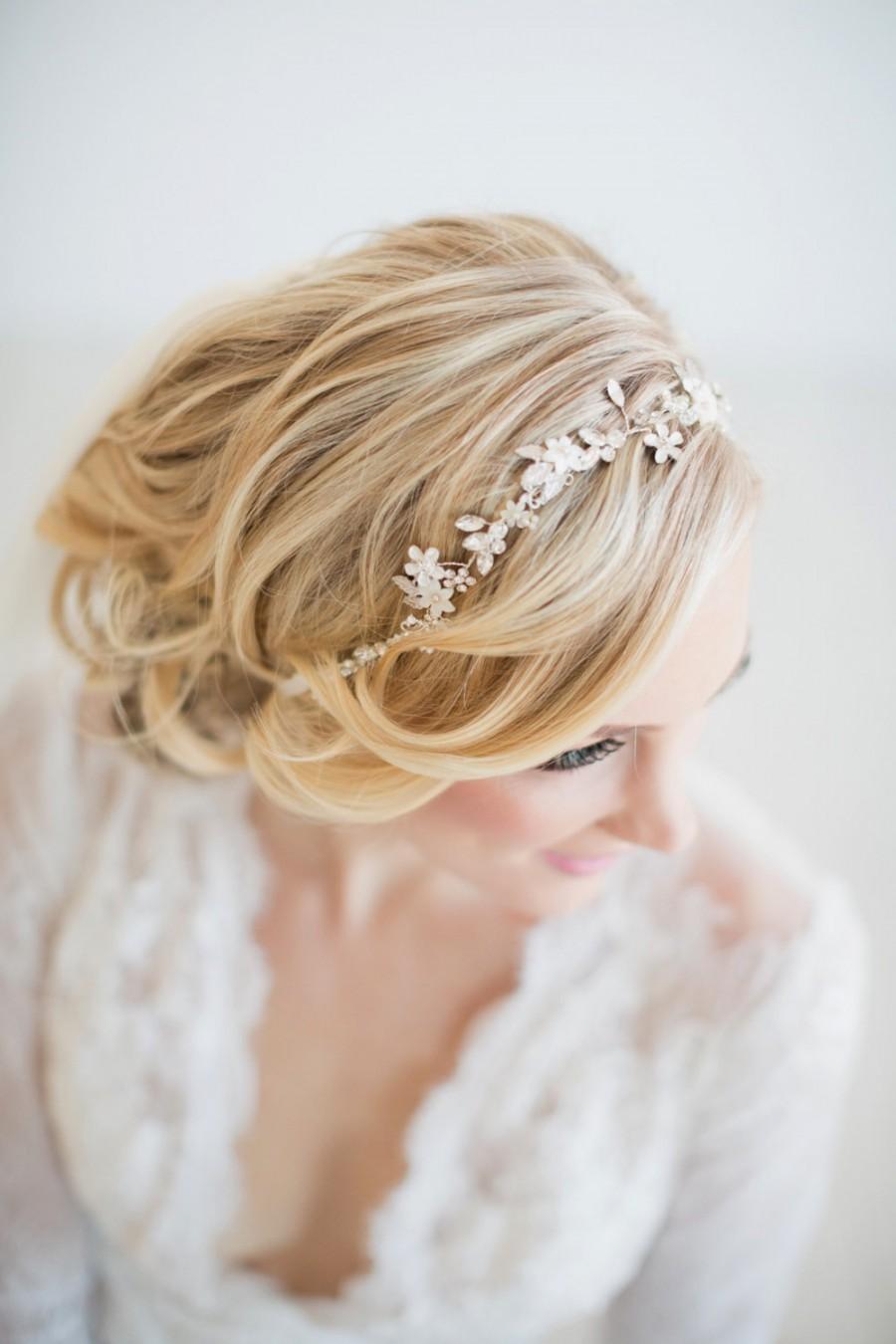 زفاف - Wedding Hair Vine,  Gold Bridal Headpiece, Bridal Headband, Bridal Hair Vine, Pearl Bridal Headband, Boho Bridal Vine