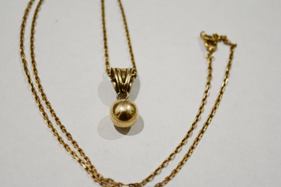 زفاف - Vintage Gold plated necklace, Vintage necklace, 925 sterling silver, Vintage Jewelry, Vintage Silver gold plated, Ukraine, Ball pendant