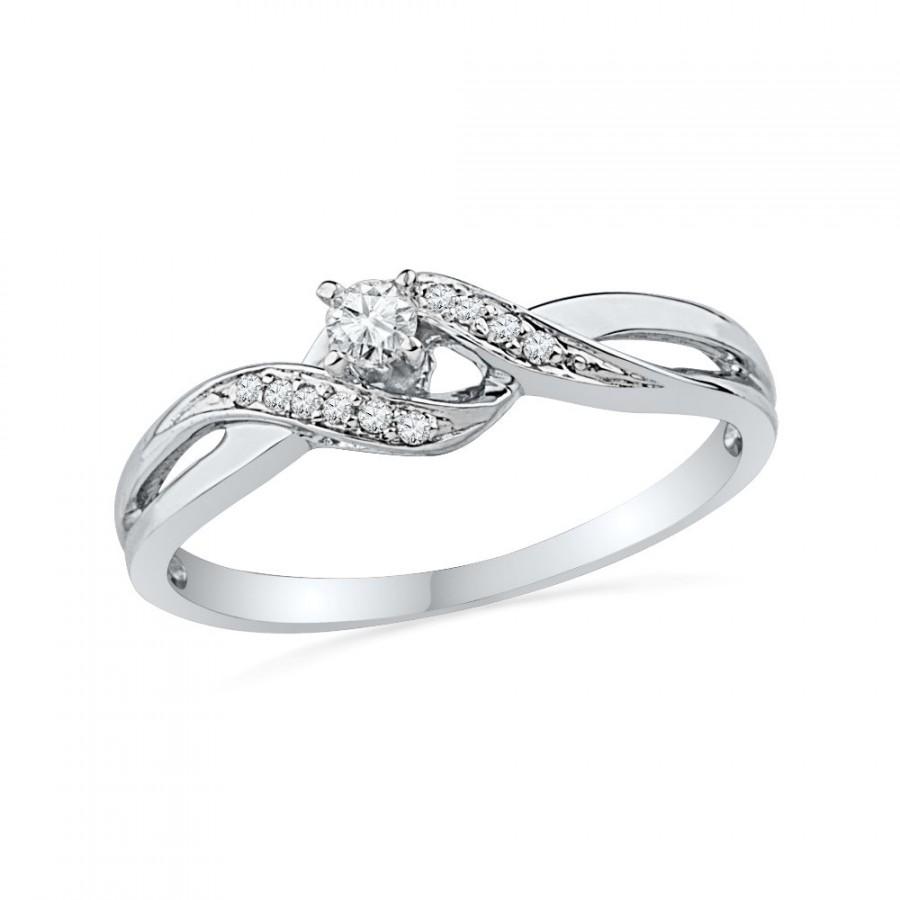 زفاف - Gold Promise Ring, Diamond Ring In White Gold or Sterling Silver, Diamond Commitment Ring