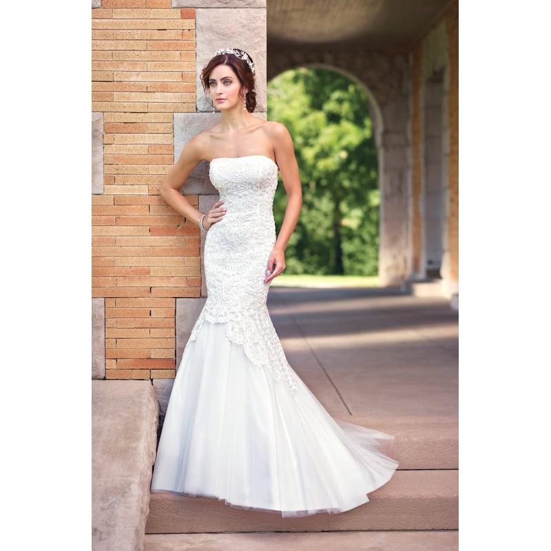 زفاف - Style 117171 by Enchanting by Mon Cheri - White Lace  Tulle Detachable Straps Floor Strapless Wedding Dresses - Bridesmaid Dress Online Shop