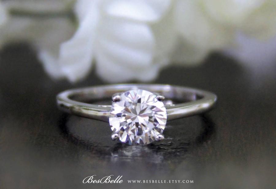 زفاف - 1.20 ct Engagement Ring-Brilliant Cut Diamond Simulants-Bridal Ring-Promise Ring-Wedding Ring-Promise Ring-Sterling Silver [2513]