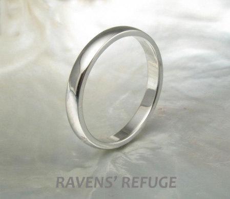 Wedding - hand forged platinum wedding ring -- 2.5mm classic half round